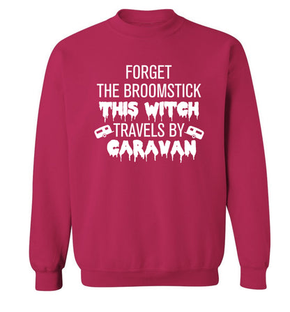 Forget the broomstick this witch travels by caravan Adult's unisexpink Sweater 2XL