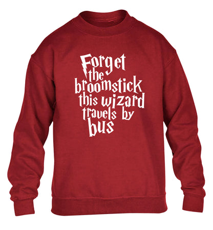 Forget the broomstick this wizard travels by bus children's grey sweater 12-14 Years