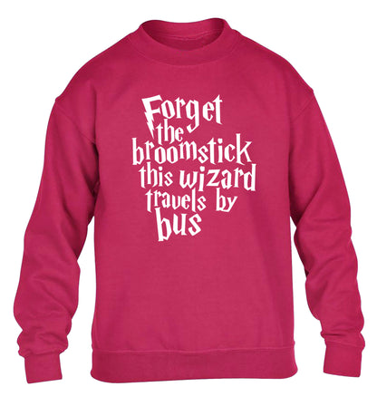 Forget the broomstick this wizard travels by bus children's pink sweater 12-14 Years
