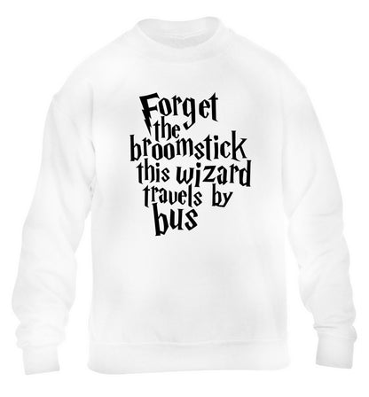 Forget the broomstick this wizard travels by bus children's white sweater 12-14 Years