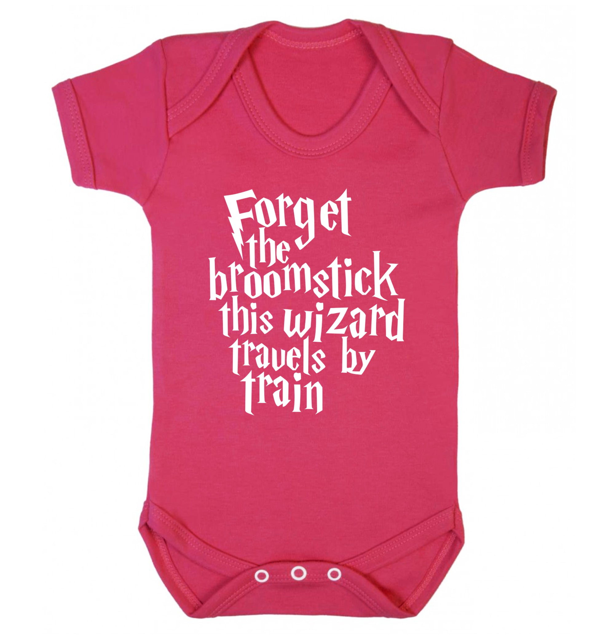 Forget the broomstick this wizard travels by train Baby Vest dark pink 18-24 months