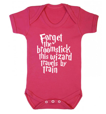 Forget the broomstick this wizard travels by train Baby Vest dark pink 18-24 months