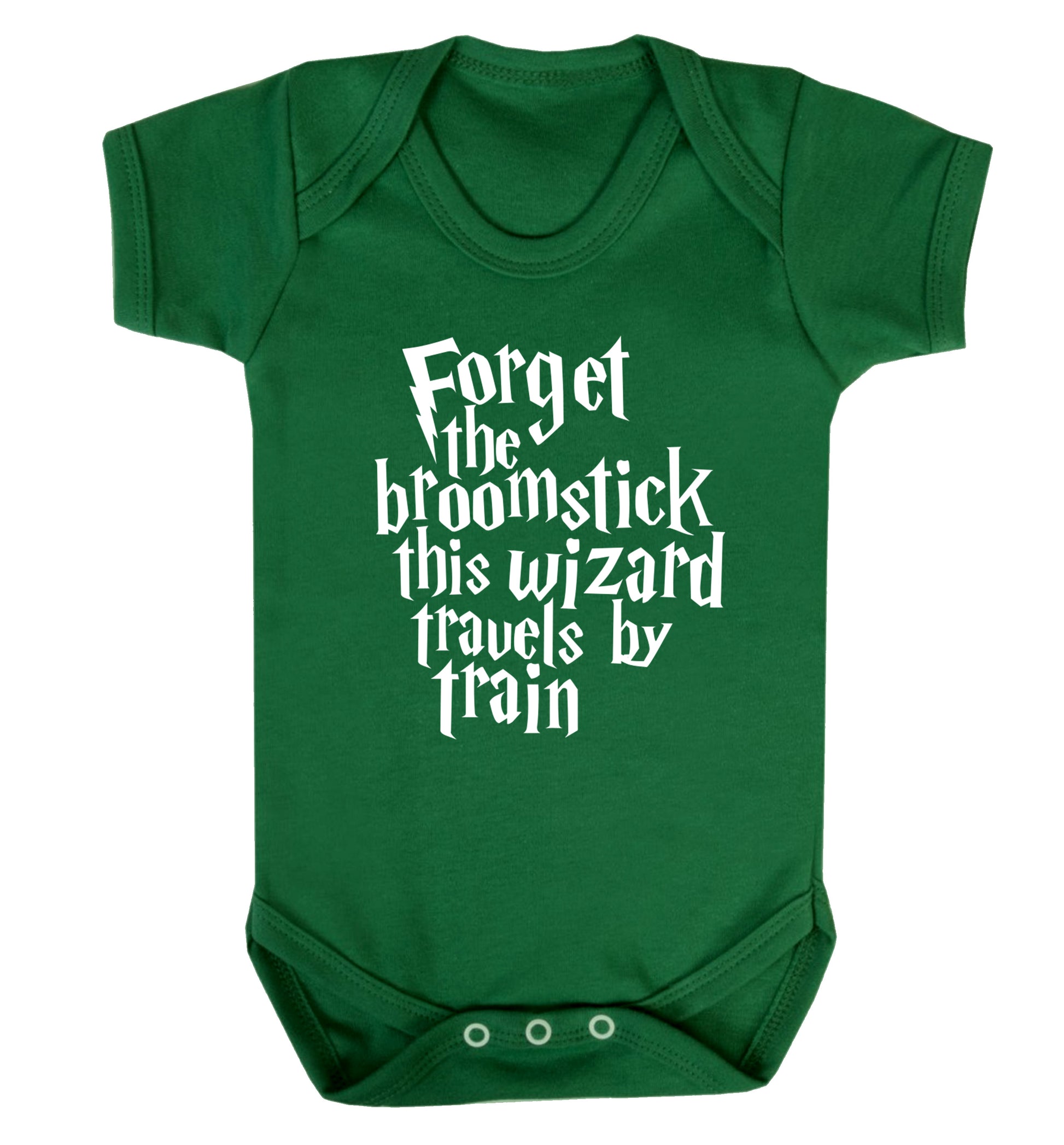 Forget the broomstick this wizard travels by train Baby Vest green 18-24 months