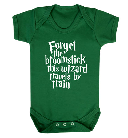 Forget the broomstick this wizard travels by train Baby Vest green 18-24 months