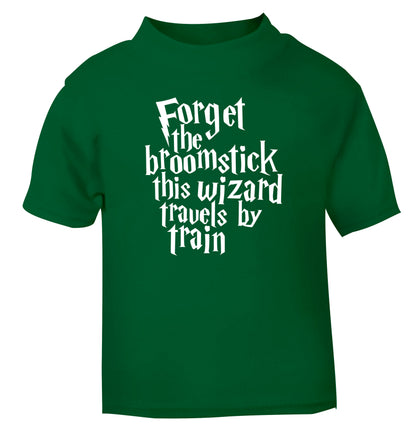 Forget the broomstick this wizard travels by train green Baby Toddler Tshirt 2 Years