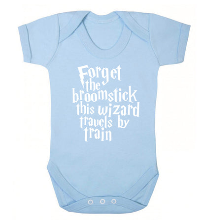 Forget the broomstick this wizard travels by train Baby Vest pale blue 18-24 months