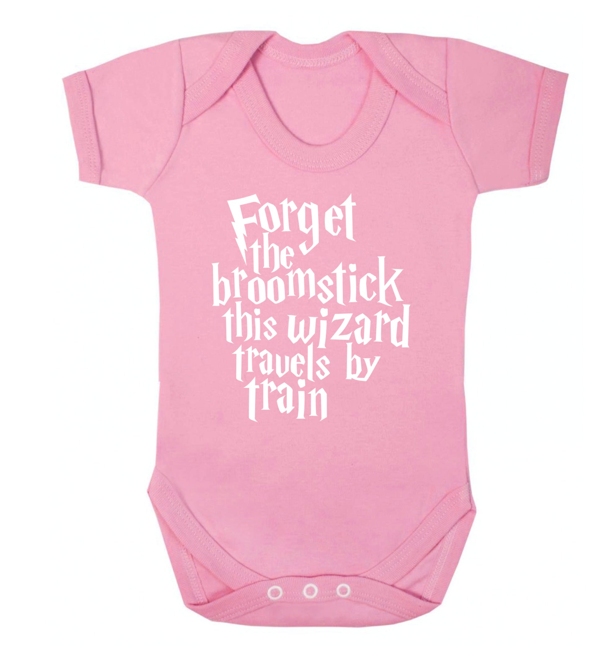 Forget the broomstick this wizard travels by train Baby Vest pale pink 18-24 months