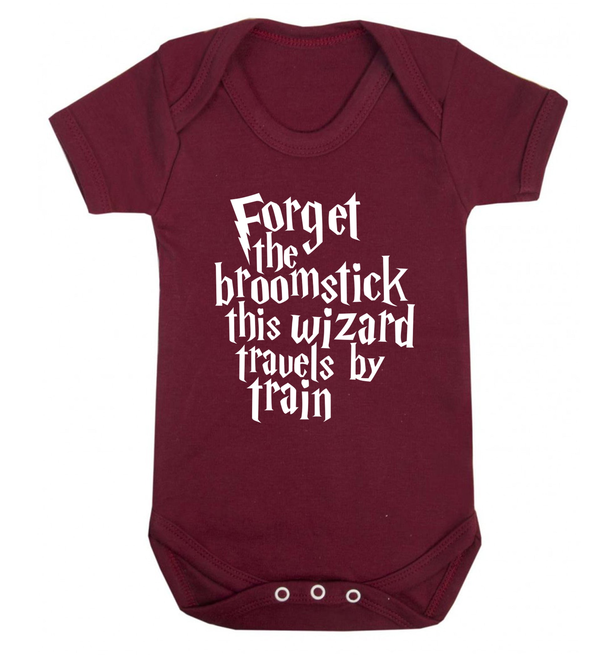 Forget the broomstick this wizard travels by train Baby Vest maroon 18-24 months