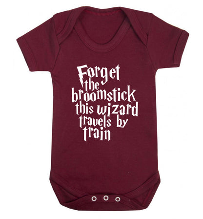 Forget the broomstick this wizard travels by train Baby Vest maroon 18-24 months