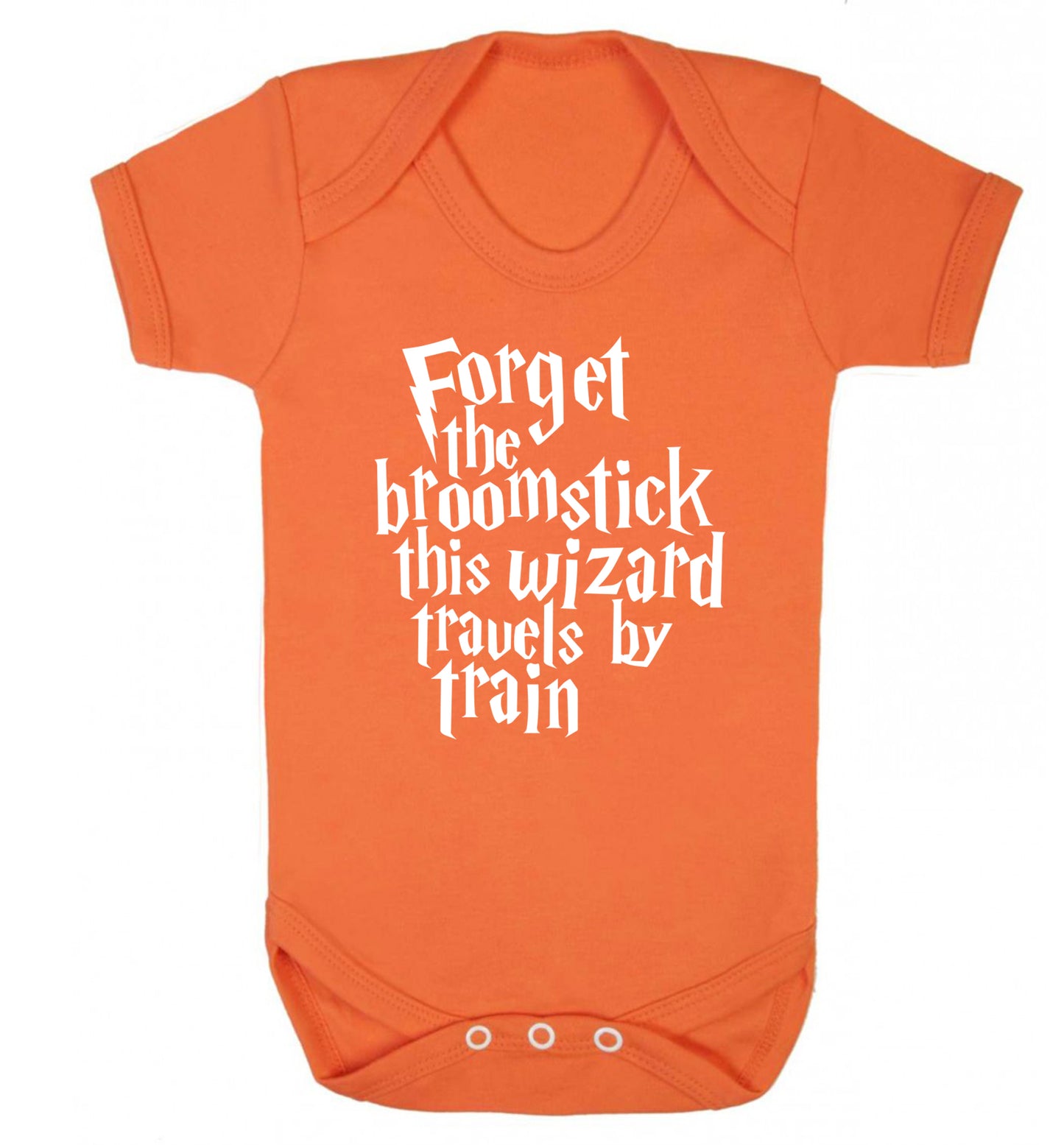 Forget the broomstick this wizard travels by train Baby Vest orange 18-24 months