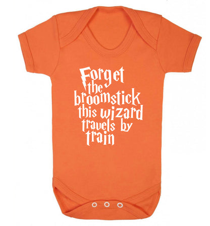 Forget the broomstick this wizard travels by train Baby Vest orange 18-24 months