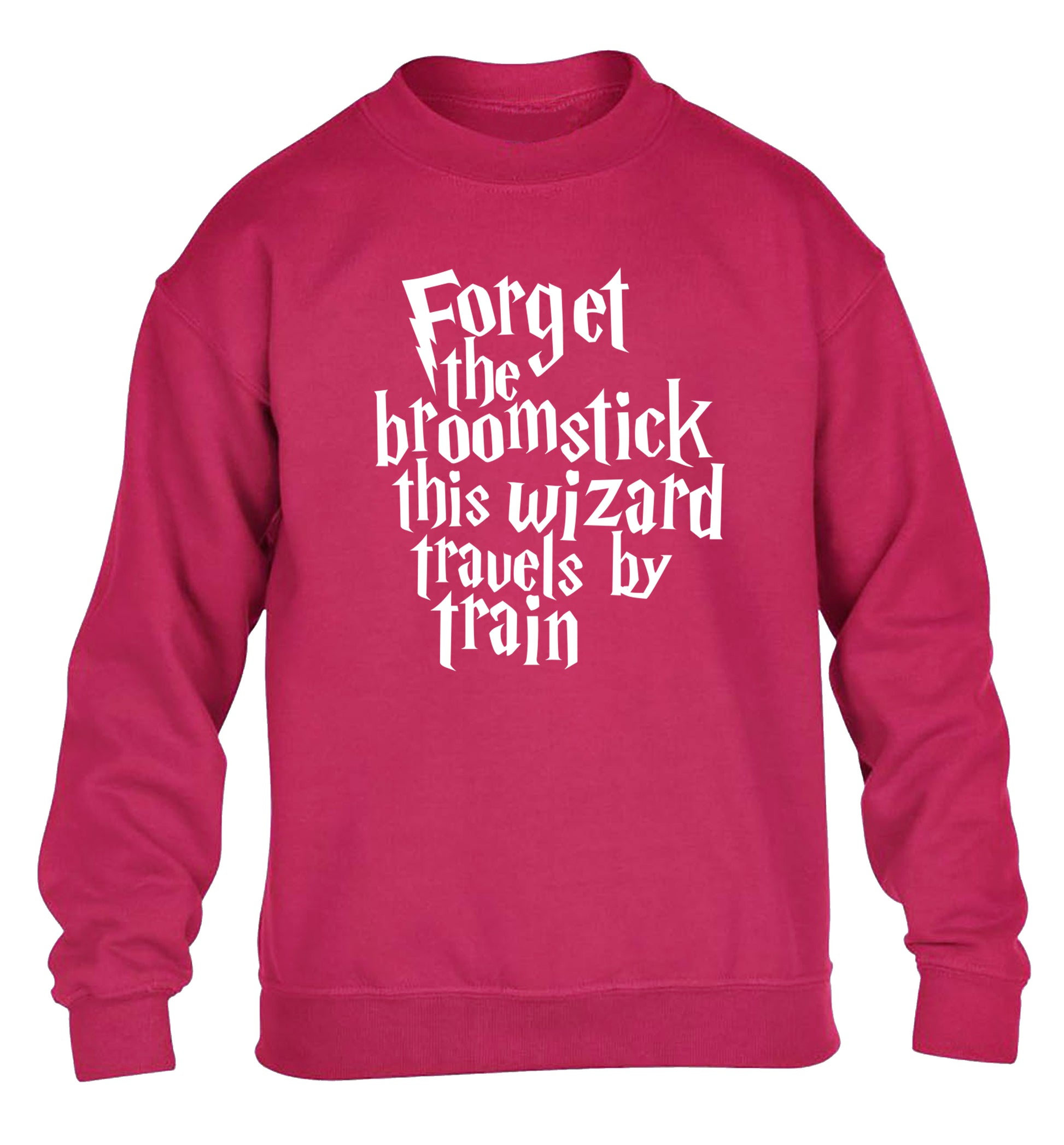 Forget the broomstick this wizard travels by train children's pink sweater 12-14 Years