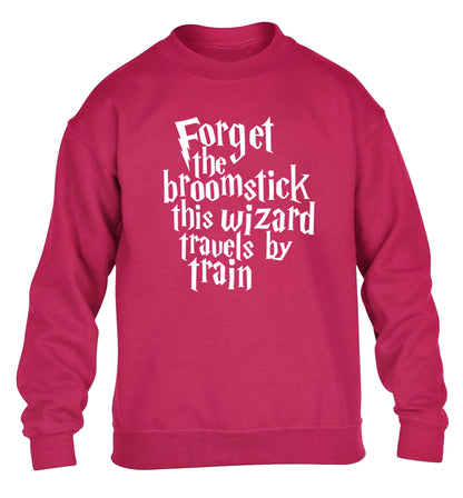 Forget the broomstick this wizard travels by train children's pink sweater 12-14 Years
