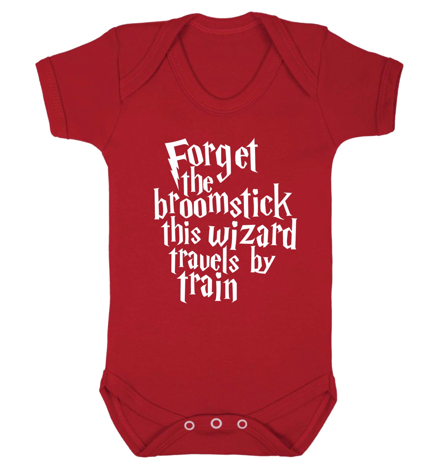 Forget the broomstick this wizard travels by train Baby Vest red 18-24 months