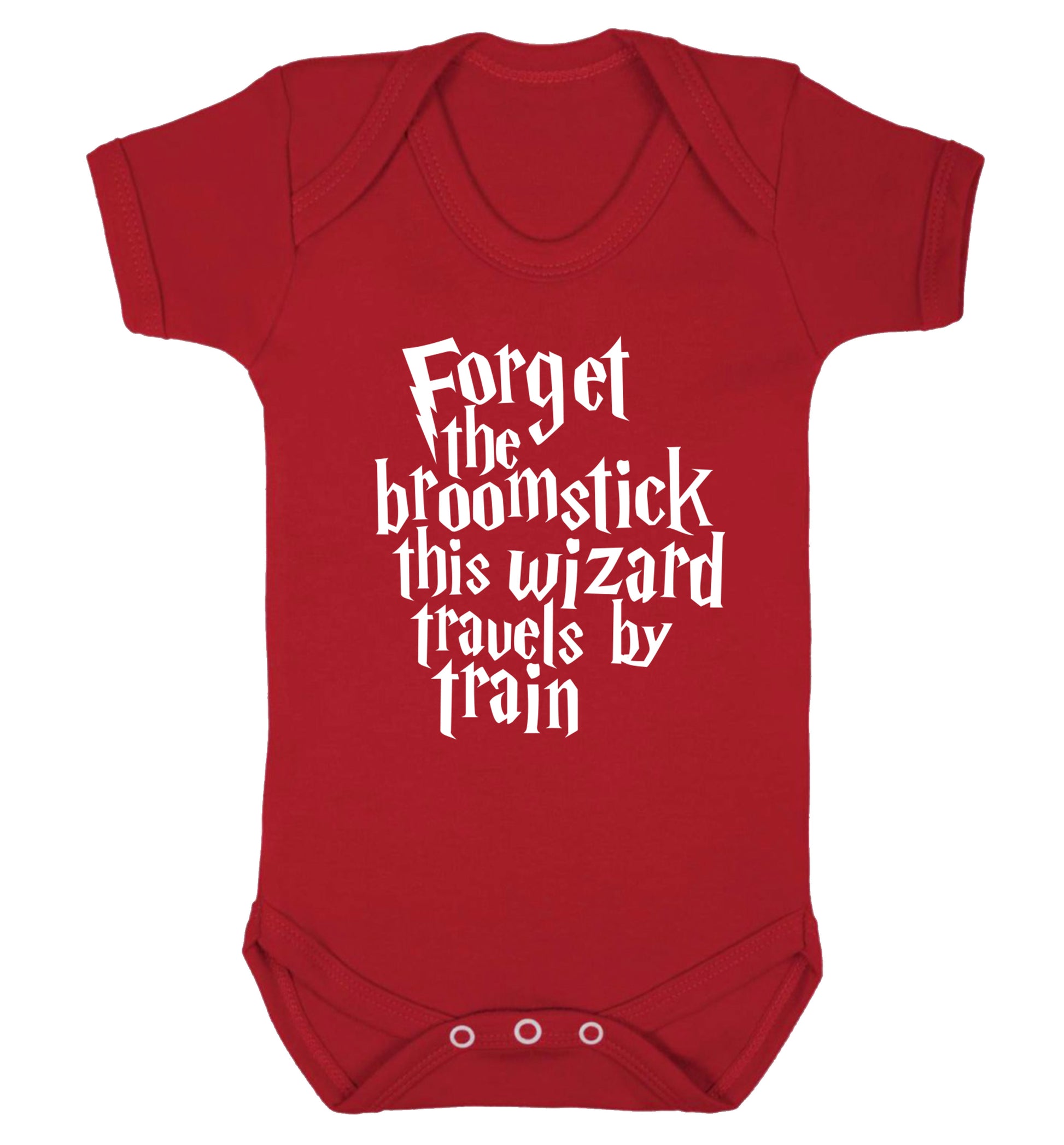 Forget the broomstick this wizard travels by train Baby Vest red 18-24 months