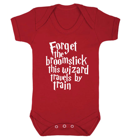 Forget the broomstick this wizard travels by train Baby Vest red 18-24 months
