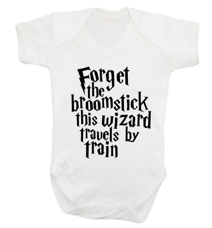 Forget the broomstick this wizard travels by train Baby Vest white 18-24 months