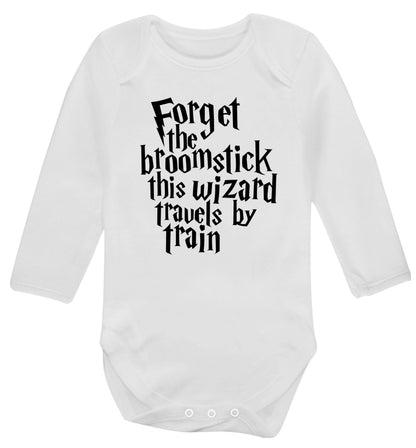Forget the broomstick this wizard travels by train Baby Vest long sleeved white 6-12 months