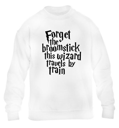 Forget the broomstick this wizard travels by train children's white sweater 12-14 Years