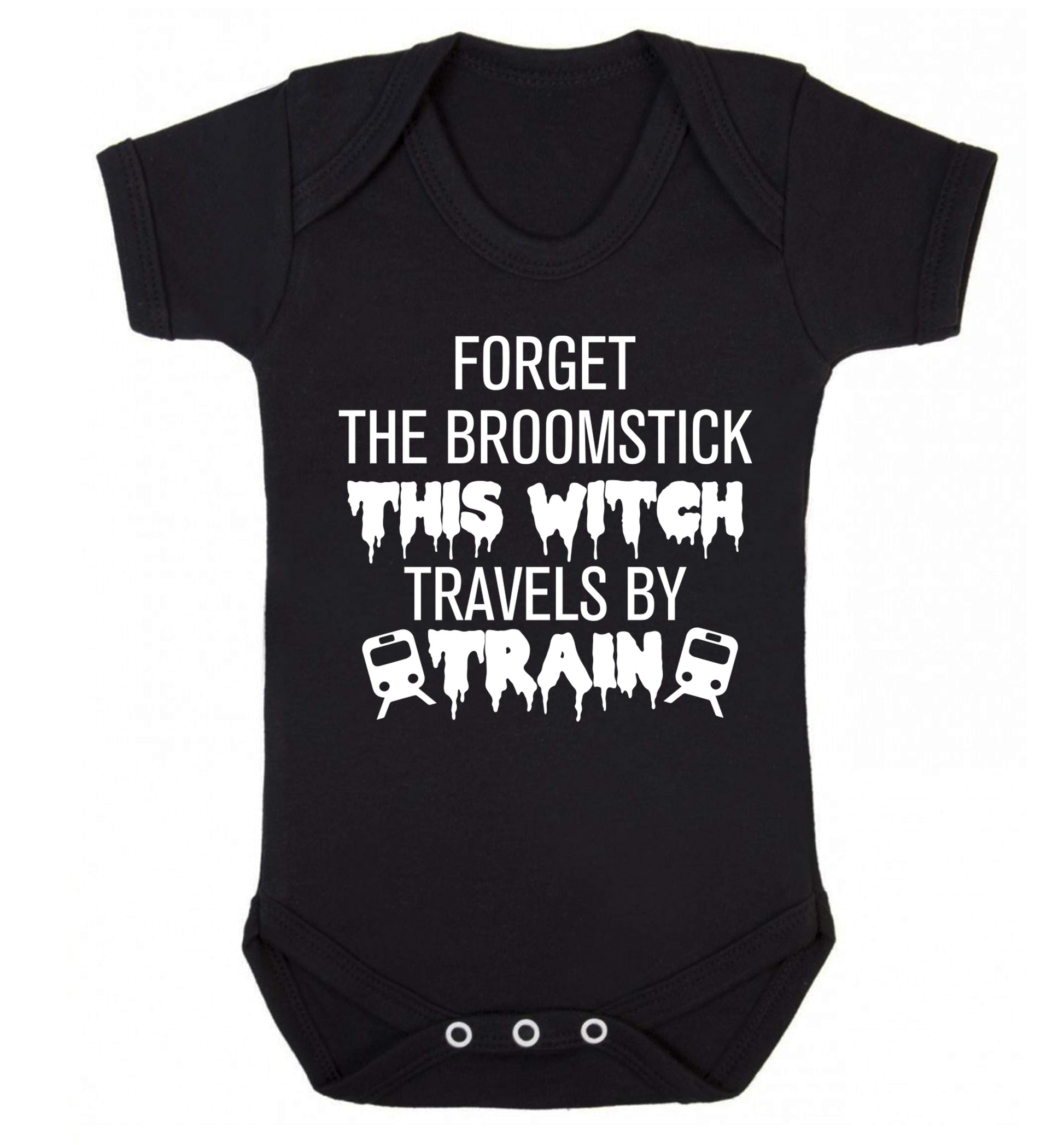 Forget the broomstick this witch travels by train Baby Vest black 18-24 months