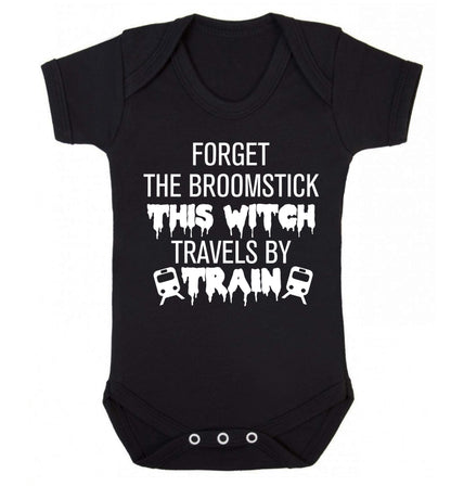 Forget the broomstick this witch travels by train Baby Vest black 18-24 months
