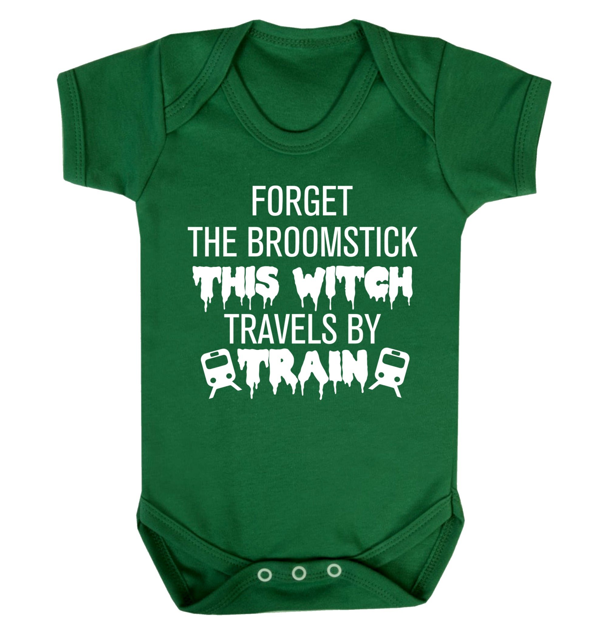 Forget the broomstick this witch travels by train Baby Vest green 18-24 months