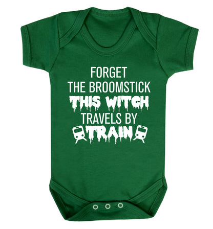 Forget the broomstick this witch travels by train Baby Vest green 18-24 months