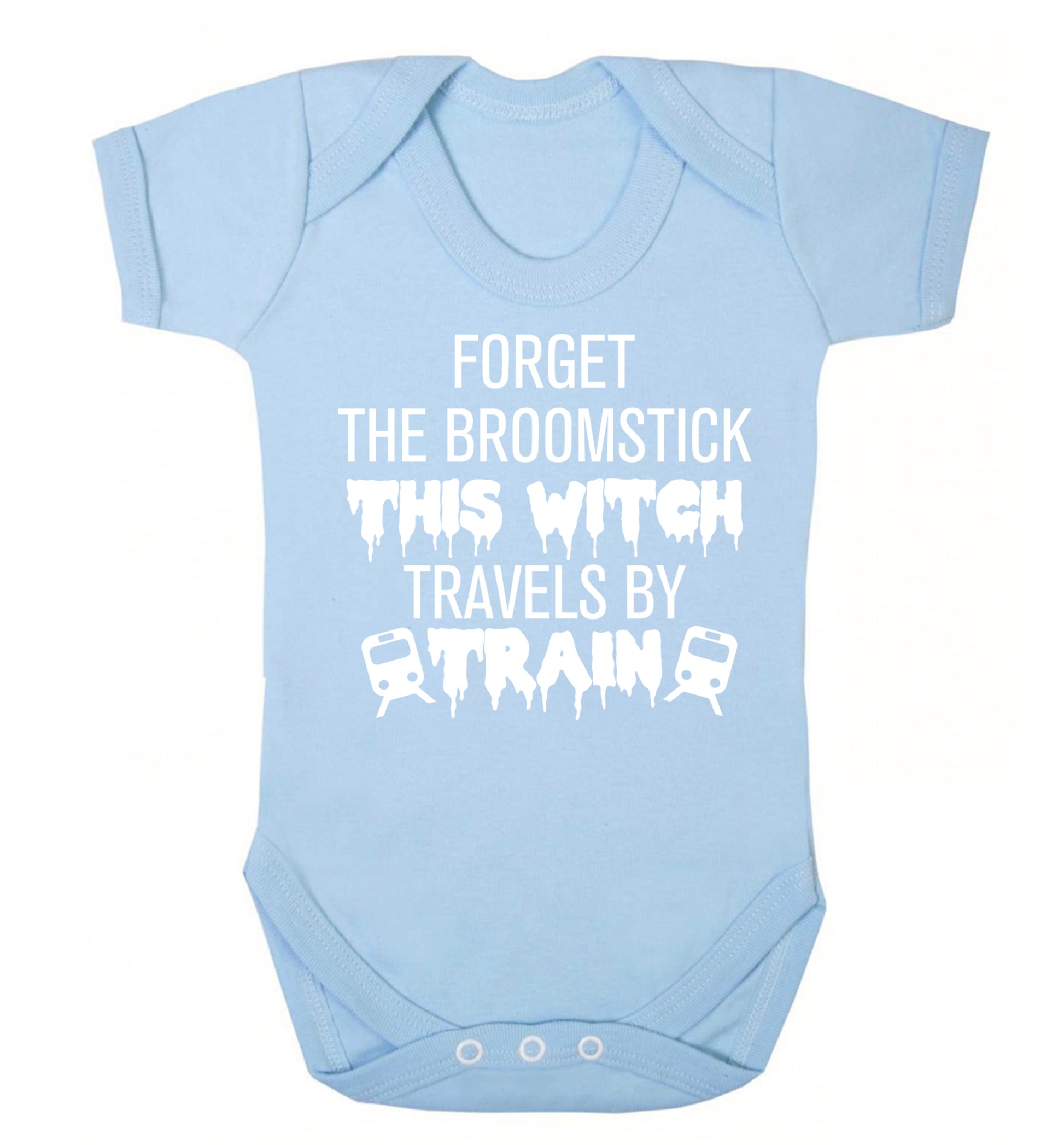 Forget the broomstick this witch travels by train Baby Vest pale blue 18-24 months