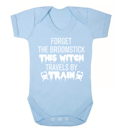 Forget the broomstick this witch travels by train Baby Vest pale blue 18-24 months