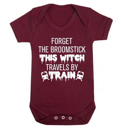 Forget the broomstick this witch travels by train Baby Vest maroon 18-24 months