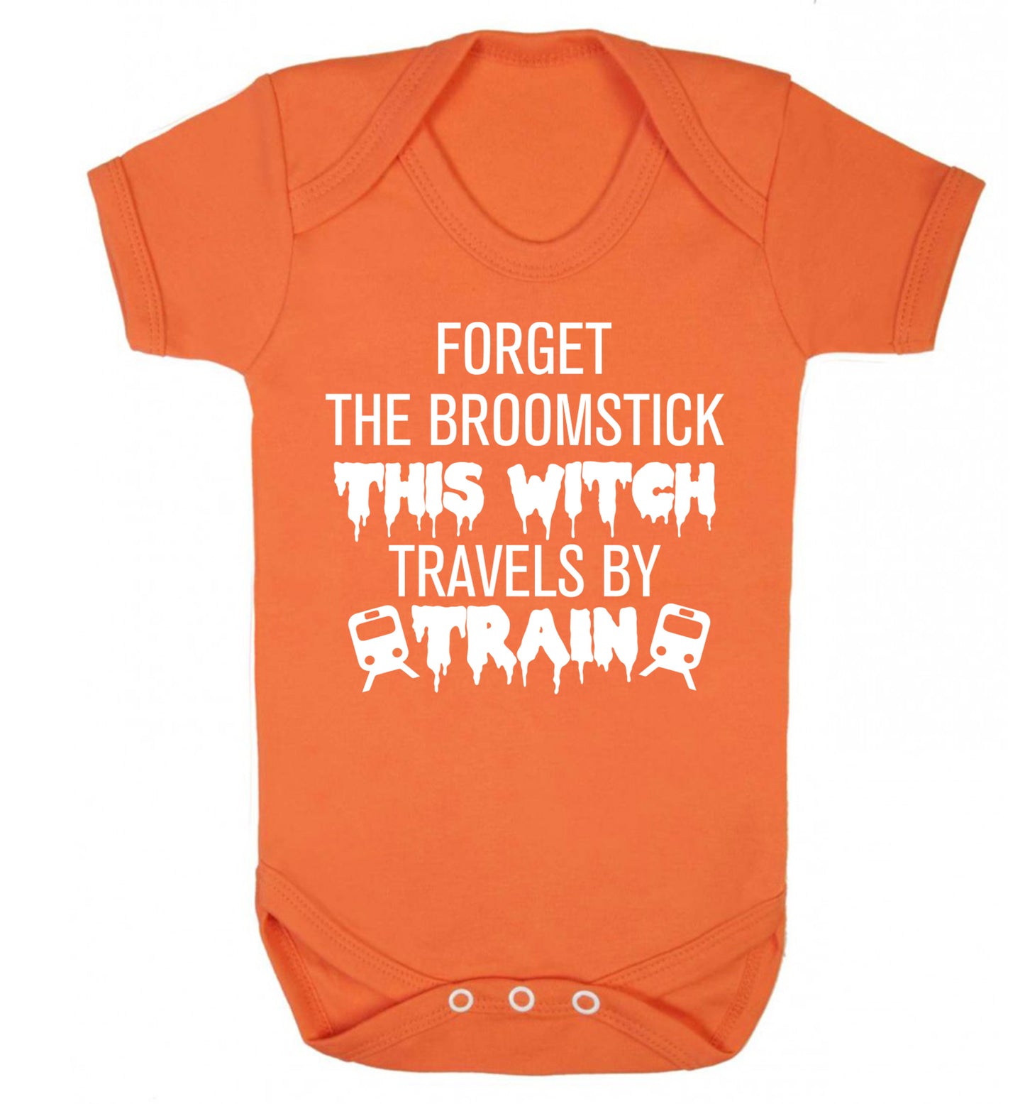 Forget the broomstick this witch travels by train Baby Vest orange 18-24 months