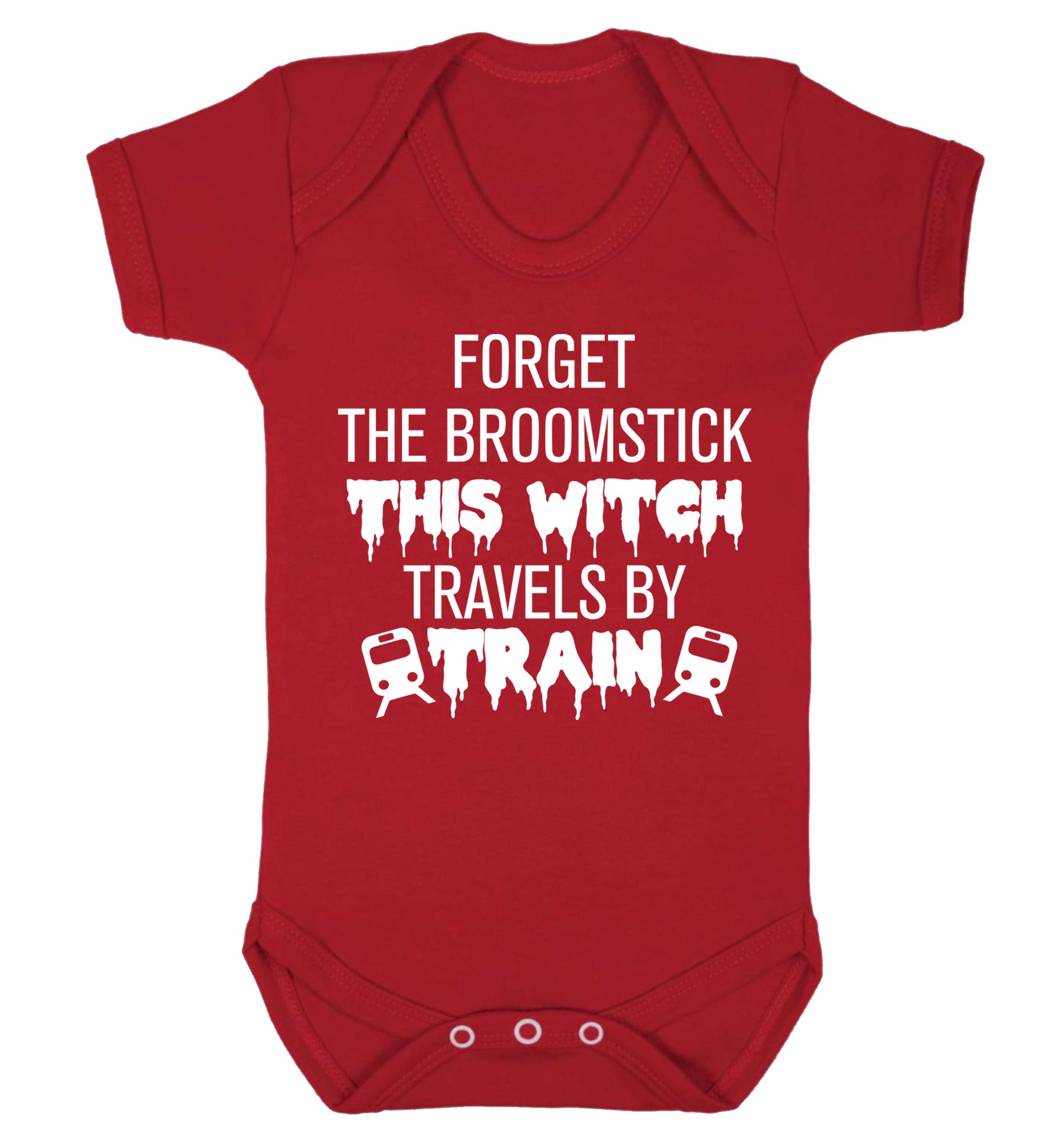 Forget the broomstick this witch travels by train Baby Vest red 18-24 months