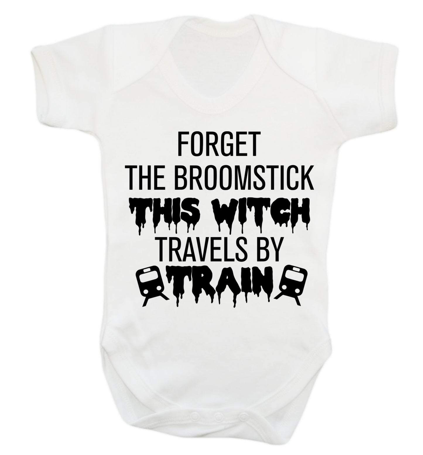 Forget the broomstick this witch travels by train Baby Vest white 18-24 months