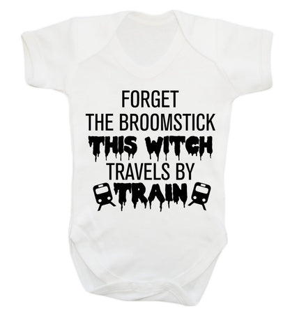 Forget the broomstick this witch travels by train Baby Vest white 18-24 months
