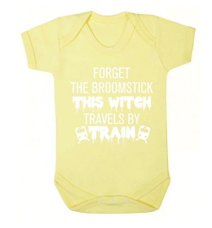 Forget the broomstick this witch travels by train Baby Vest pale yellow 18-24 months