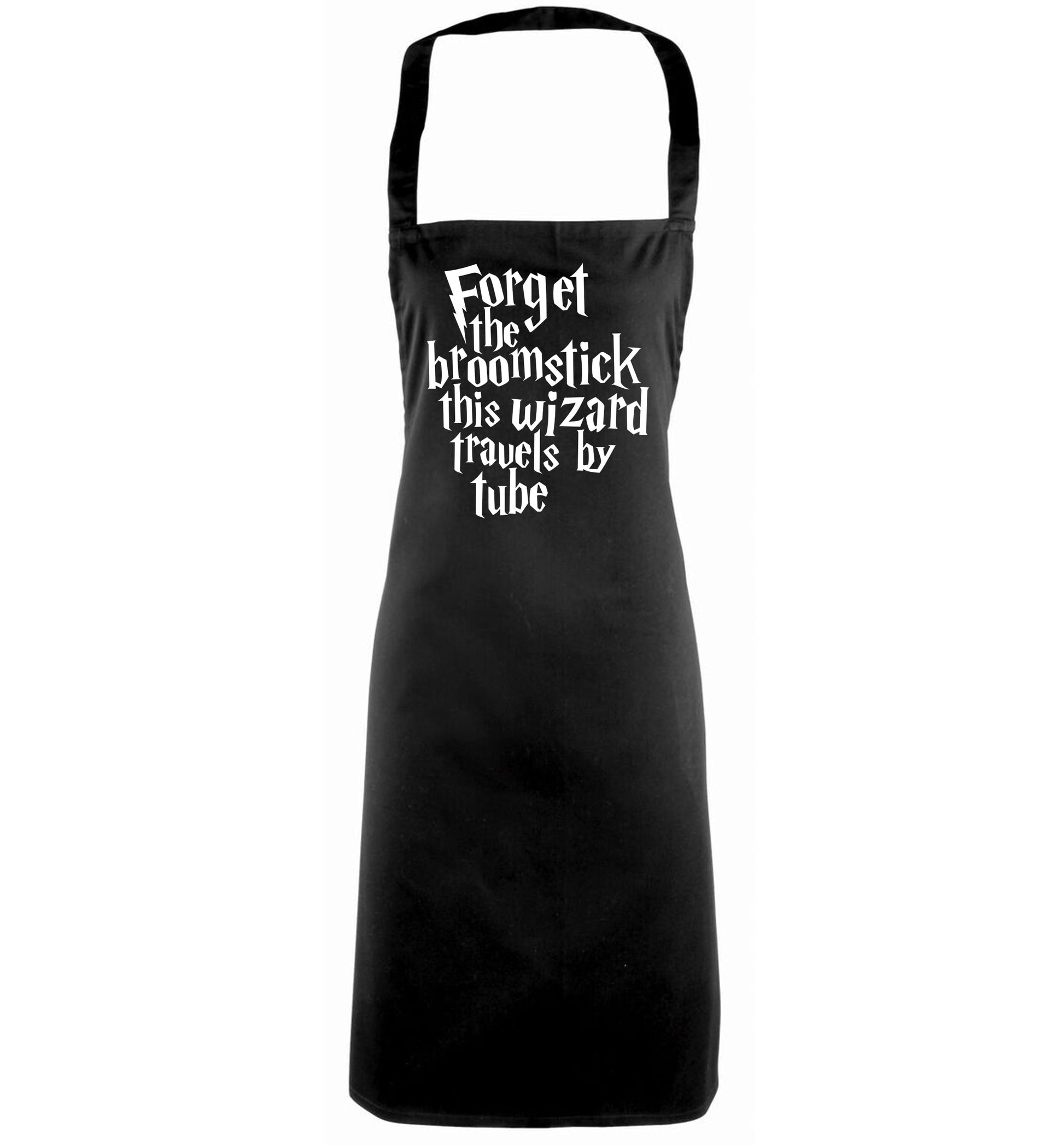 Forget the broomstick this wizard travels by tube black apron