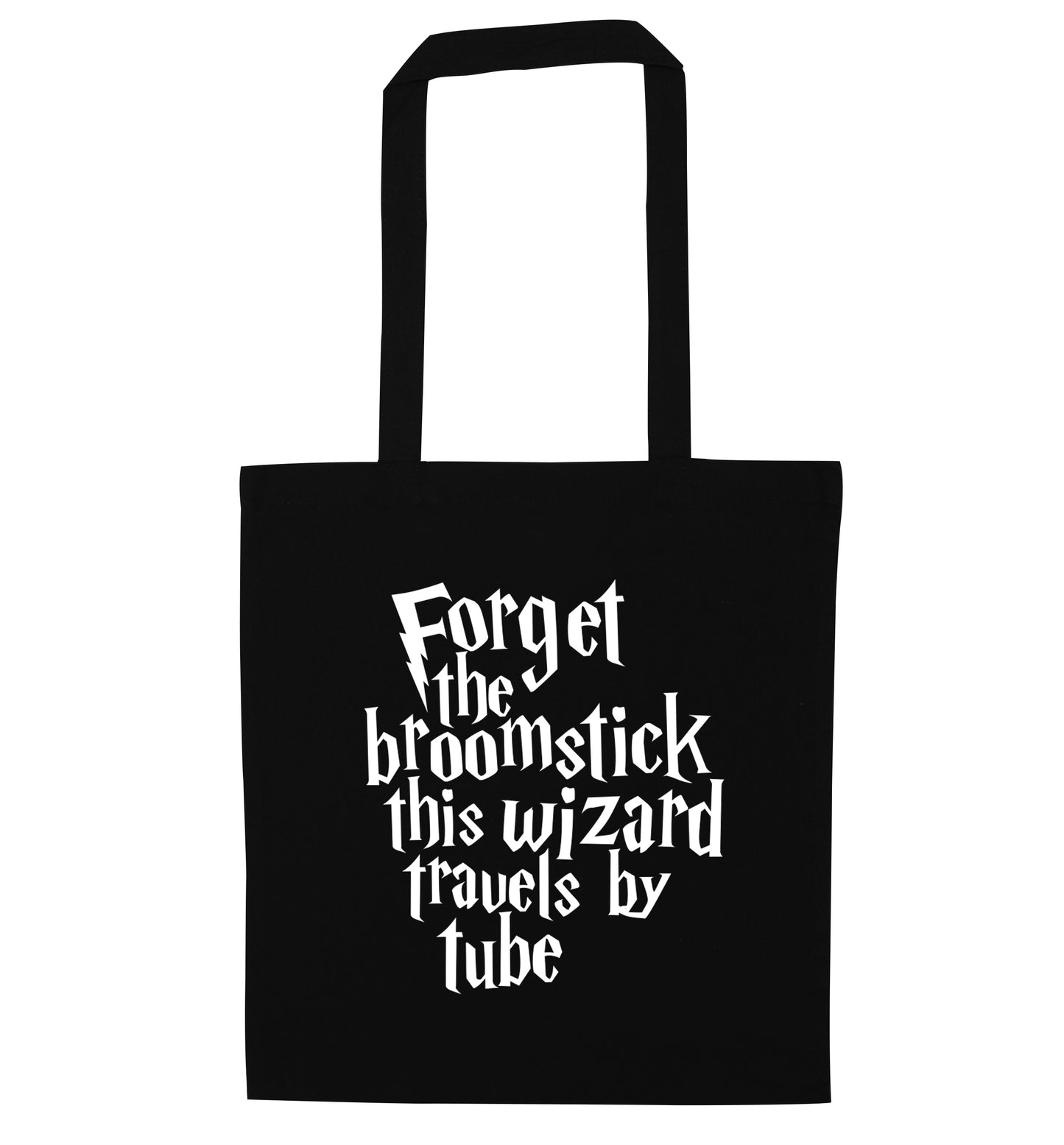 Forget the broomstick this wizard travels by tube black tote bag