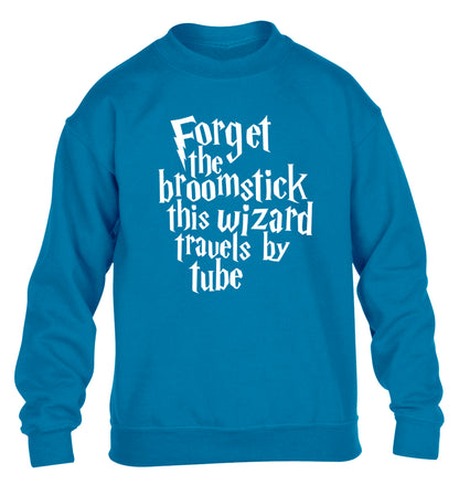 Forget the broomstick this wizard travels by tube children's blue sweater 12-14 Years