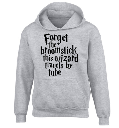Forget the broomstick this wizard travels by tube children's grey hoodie 12-14 Years