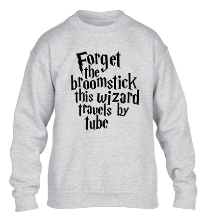 Forget the broomstick this wizard travels by tube children's grey sweater 12-14 Years