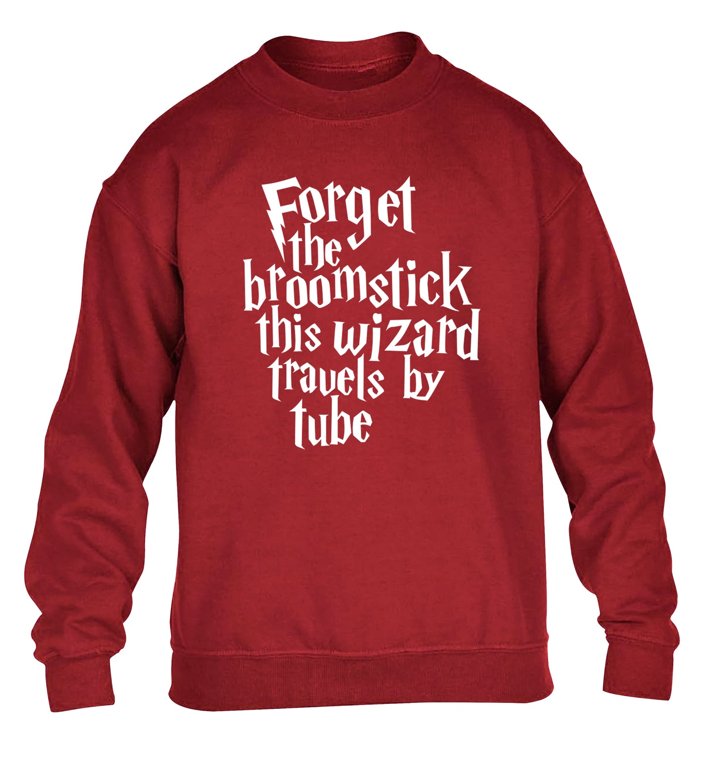 Forget the broomstick this wizard travels by tube children's grey sweater 12-14 Years