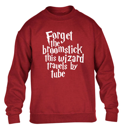 Forget the broomstick this wizard travels by tube children's grey sweater 12-14 Years