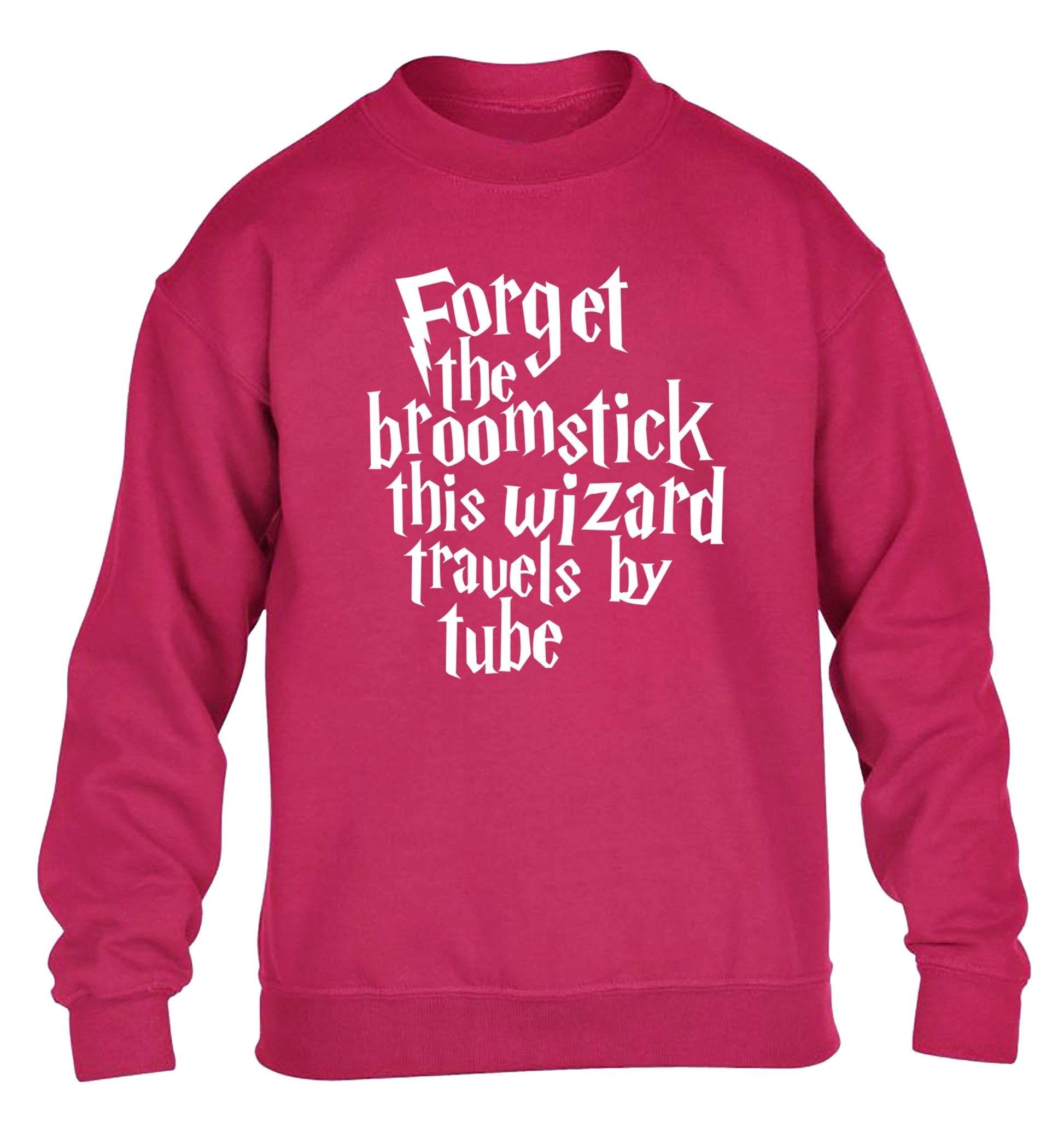 Forget the broomstick this wizard travels by tube children's pink sweater 12-14 Years