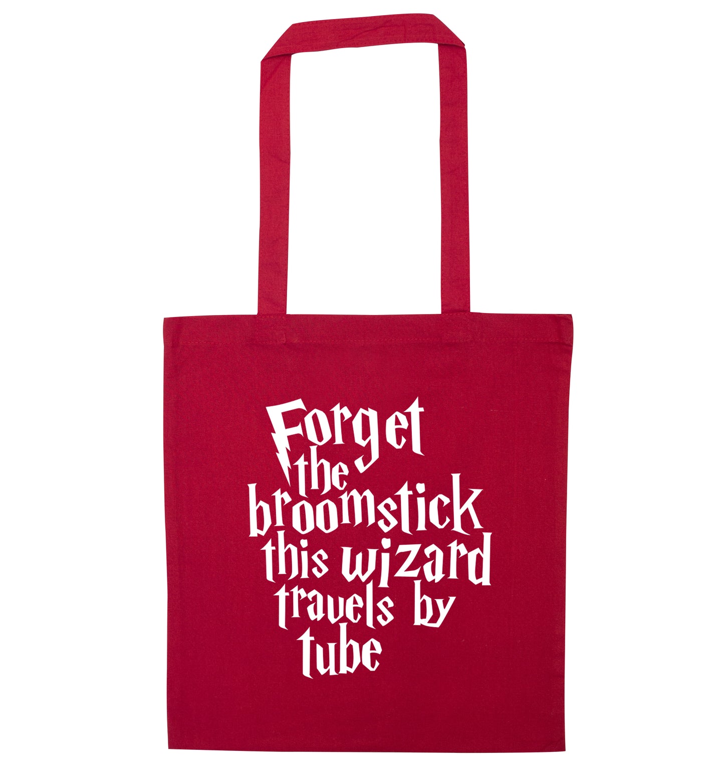 Forget the broomstick this wizard travels by tube red tote bag