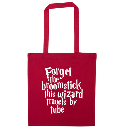 Forget the broomstick this wizard travels by tube red tote bag