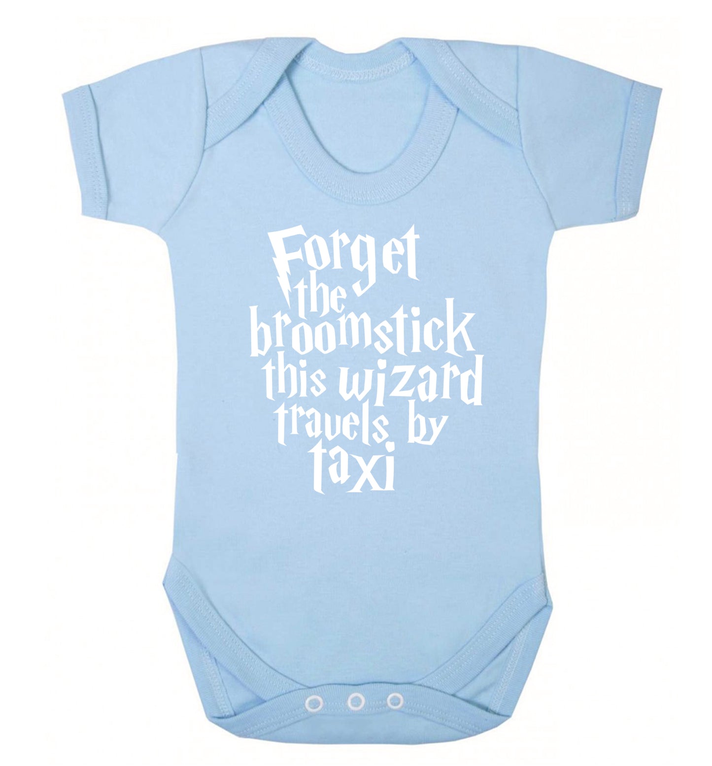 Forget the broomstick this wizard travels by taxi Baby Vest pale blue 18-24 months