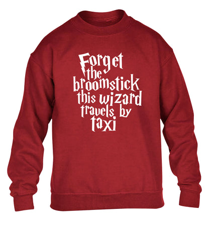 Forget the broomstick this wizard travels by taxi children's grey sweater 12-14 Years