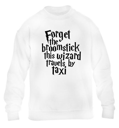 Forget the broomstick this wizard travels by taxi children's white sweater 12-14 Years