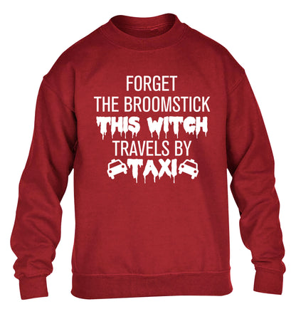 Forget the broomstick this witch travels by taxi children's grey sweater 12-14 Years