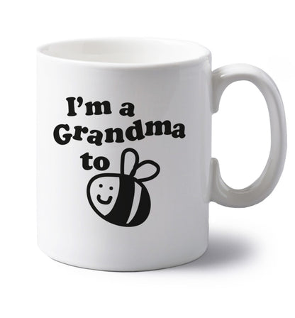 I'm a grandma to be left handed white ceramic mug 